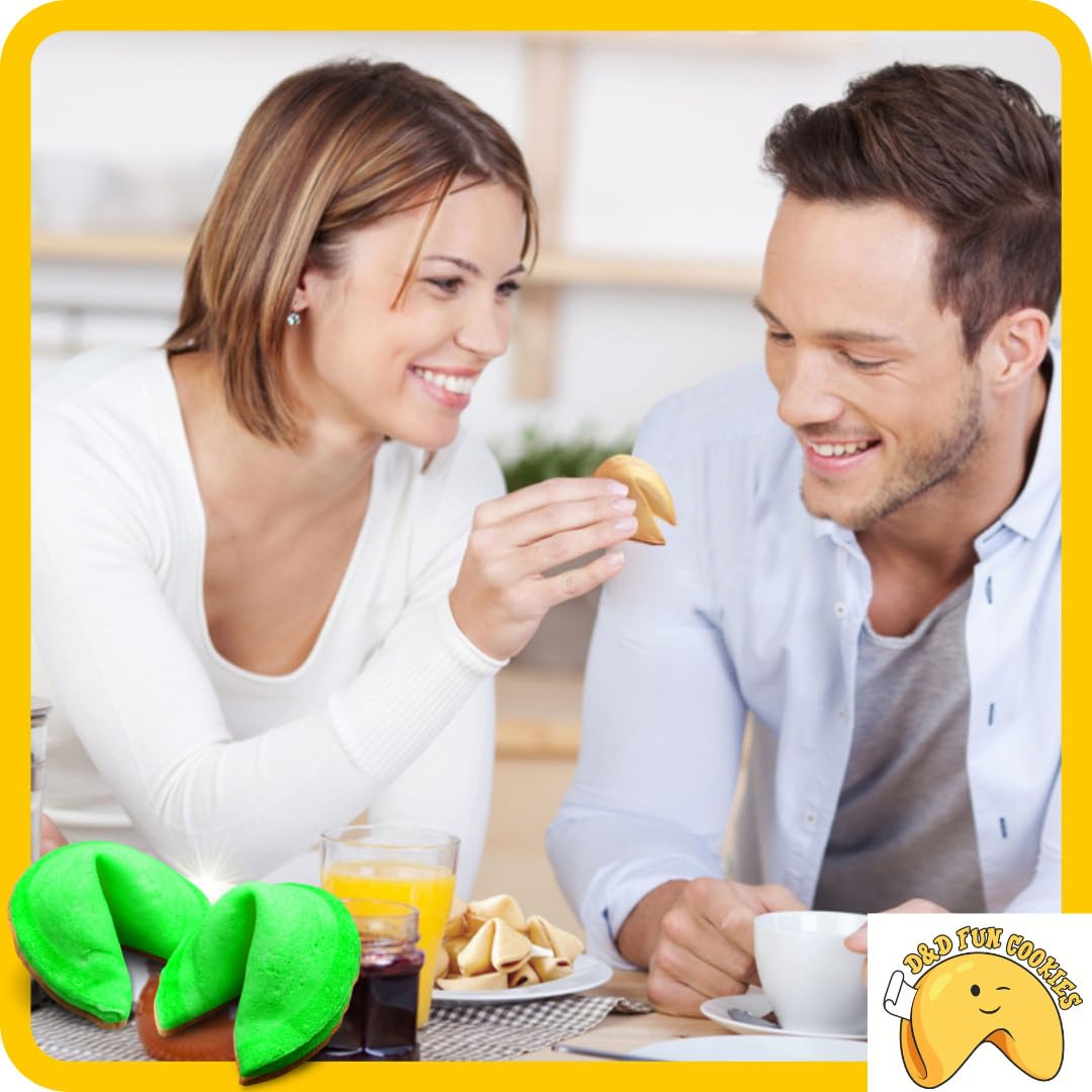 Biscotti cinesi della fortuna, biglietti profetici, biscotti verdi, biscotti di ringraziamento, per regali, per ospiti, per feste, gusto vaniglia (100 pezzi)