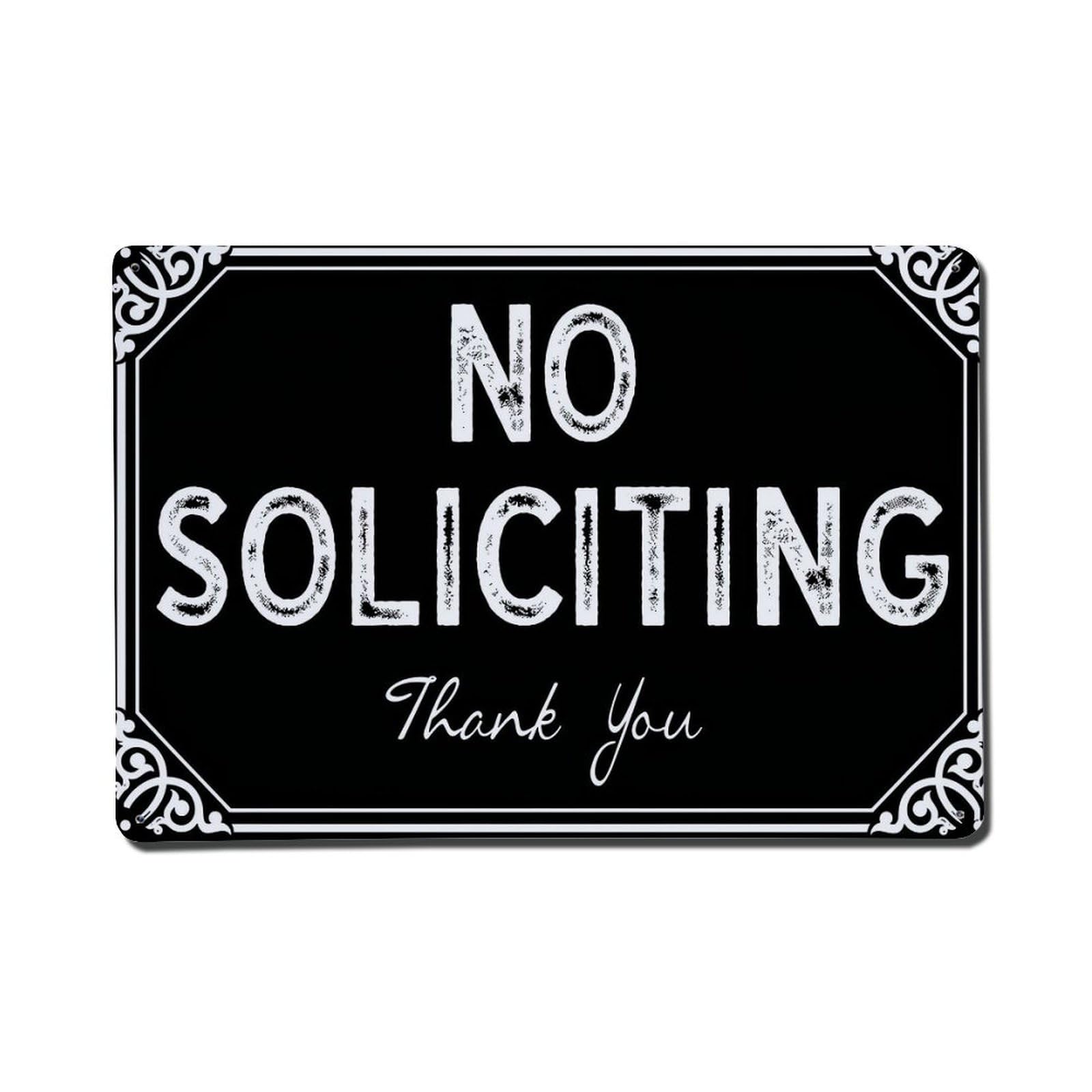 Jdfenggu Vintage No Soliciting Thank You Sign_1 Retro Metal Tin Sign, Metal Poster For Bar, Home, Man Cave, Kitchen, Laundry Room Art Decor 8X12 Inch