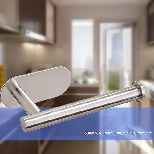 Miniatura 4 de Soporte de papel higiénico autoadhesivo - Soporte de papel higiénico de baño sin taladrar acero inoxidable cepillado (plateado)