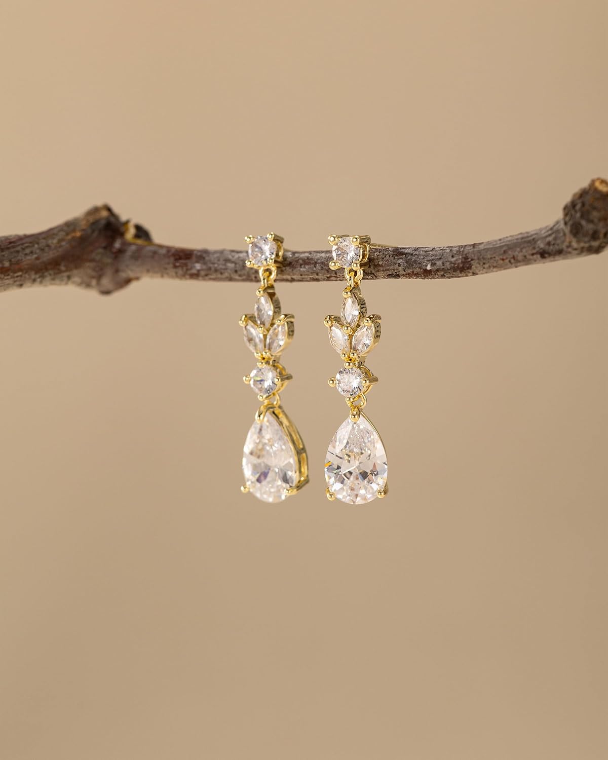 HANLI Dangle Earrings for Women – 14K Gold Plated/Silver Drop Earrings Sparkly CZ Gold Dangle Earrings Elegant Dangling Earrings for Wedding Bridal Prom Jewelry thumbnail