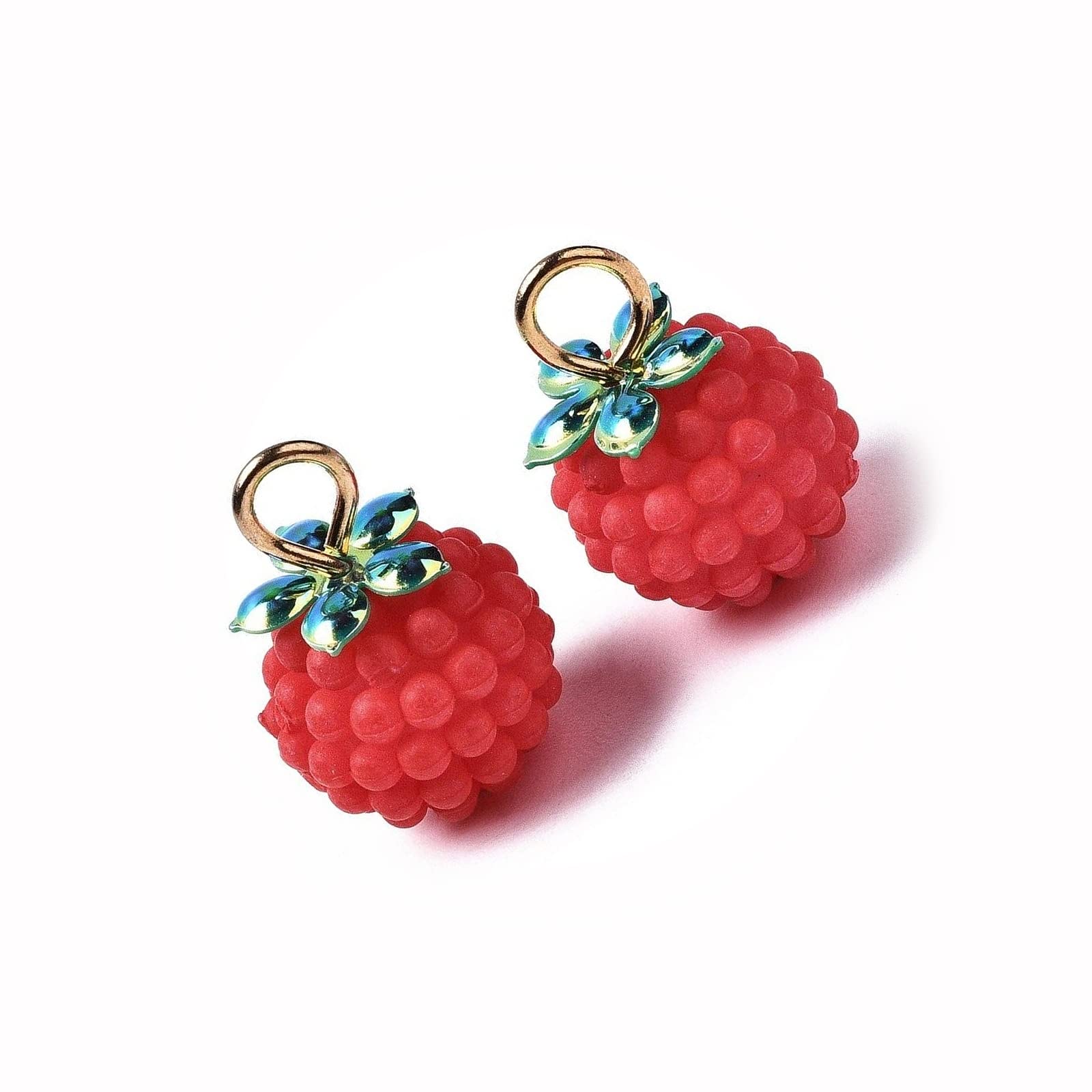 New 6 Berry Charms Raspberry Pendants Large Rubberized Findings Set Red Pink 18mm Unique Charms for Creating Personalized Jewelry and Gifts