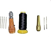 Vista 7 de Swift Stitch - Kit de punzón de costura a mano para reparación de lona de cuero, asiento (hilo beige encerado + metal)