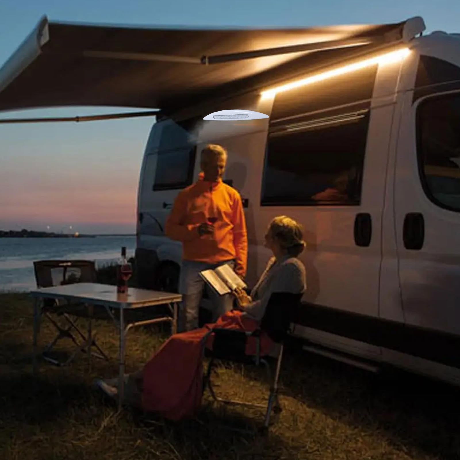 12 V/24 V Tenda da sole Luce LED per Tenda da Portico Campeggio Car Lampada Universale Campeggio Auto Rimorchi Sostituzione Luce Esterna Campeggio Esterno Impermeabile (nero)