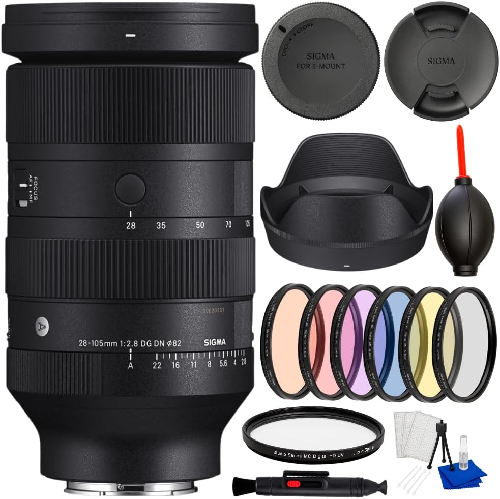 Sigma 28-105mm f/2.8 DG DN Art Lens for Sony E-Mount – Full-Frame Zoom Lens | Bundle with Lens Pen, Dust Blower, Starter Kit, 3-Piece Filter Kit, 6-Piece Graduated Filter Set & Many More