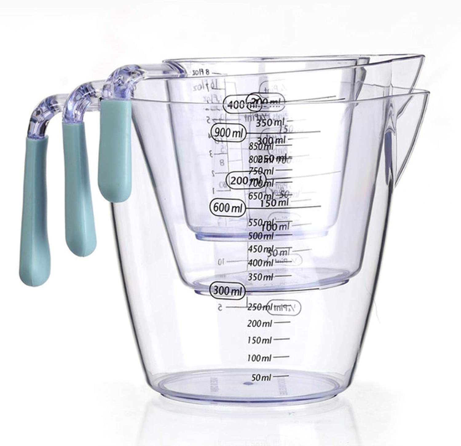 ZORILO Messbecher aus Edelstahlglas, Messbecher aus Champagnerglas mit Skala, Backen, Wasserbecher, Messwerkzeuge, Küche, DREI Messbecher, Backgeschirr (Color : 3pcs)