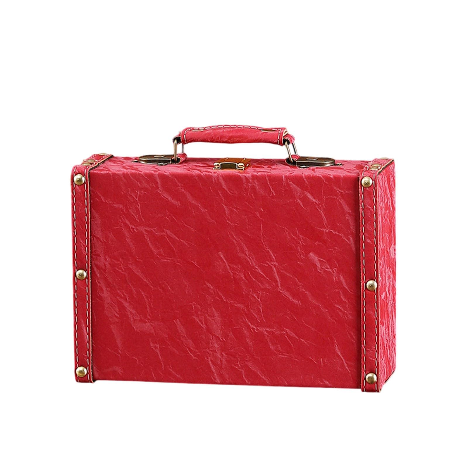 Shurhome Antique European Styles Handheld Storage Box Sturdy Travel Leather Case Portable for Clothing and Books Organization Large Capacity Box