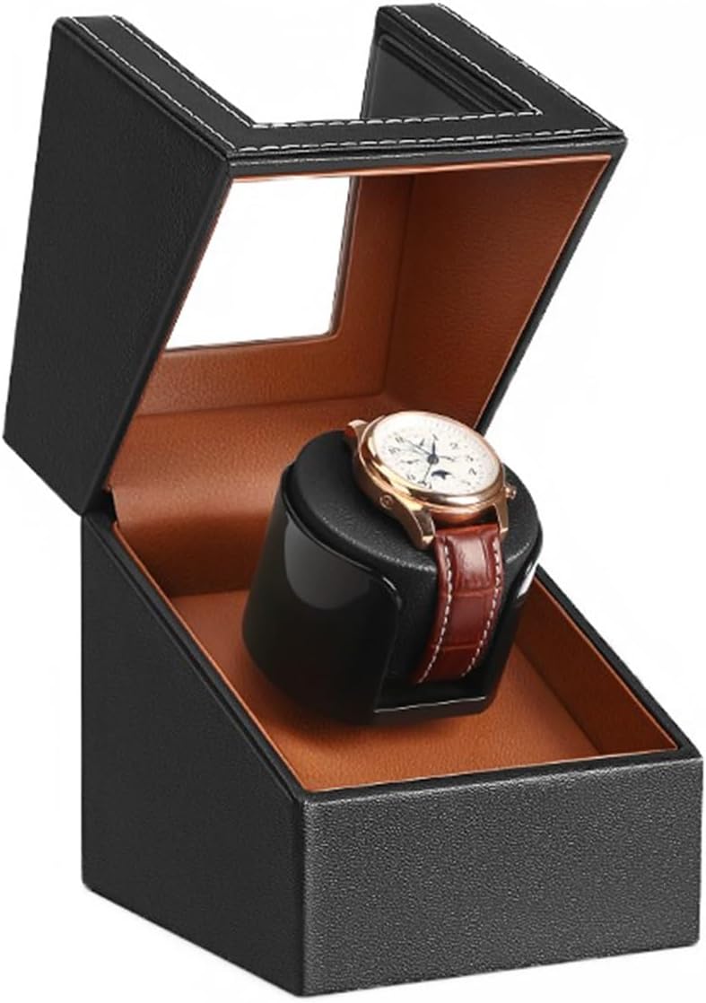 PAHION Automatic Single Watch Winder for 1 2 Watches with Quiet Motor Watch Box Organizer LED Light Wristwatch Storage Display Box