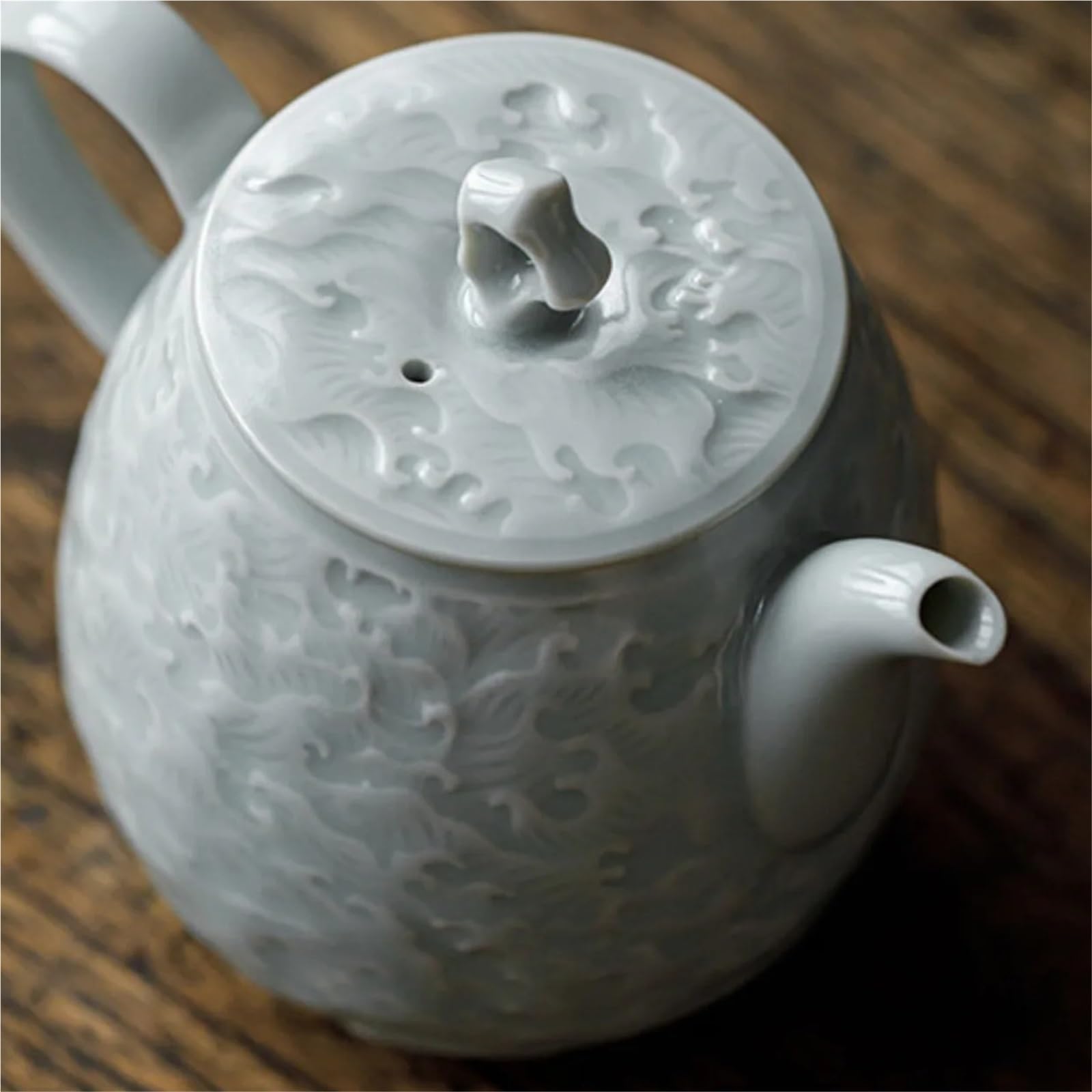 Theiere Théière en céramique bleu ciel Ru Kiln Relief avec filtre, infuseur à thé, théière en porcelaine