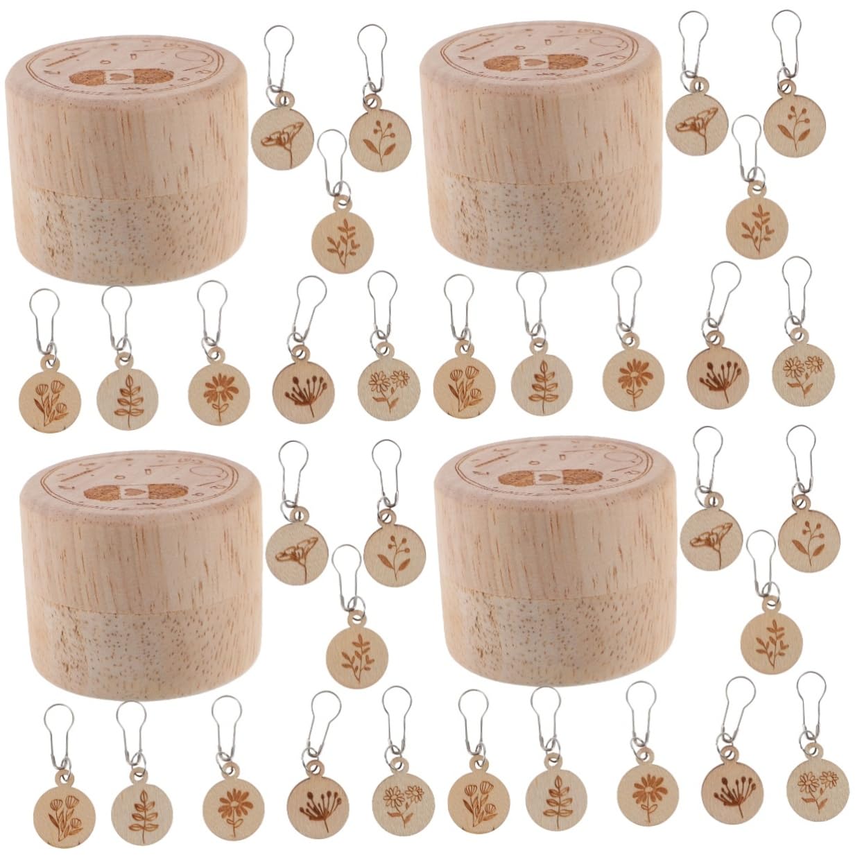 STOBOK 4juegos Marcadores De Costura De Madera Para Tejer Marcadores Redondos Extraíbles Caja De Almacenamiento Accesorios De Ganchillo Para Principiantes y Proyectos De Manualidades