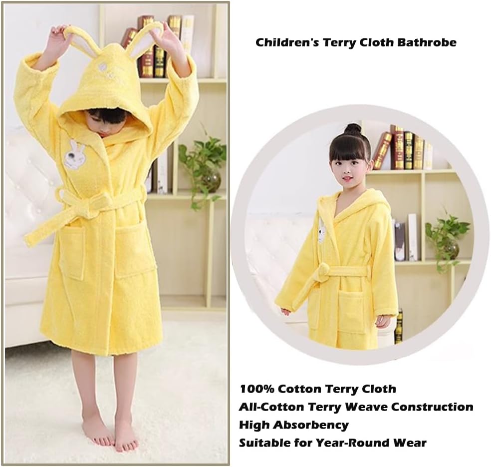 Kids Bathrobe Soft Hooded，Boys Girls Rabbit Ears Cotton Towel Robe, Toddler Lovely Comfortable Loungewear 4-12 Years - Image 6