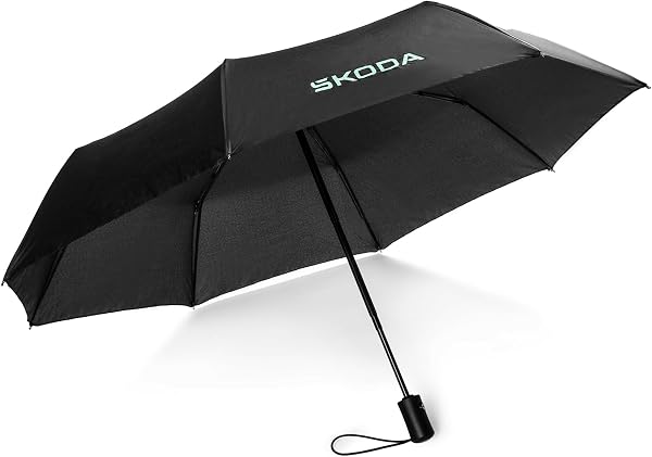 Skoda 6U0087602 Parasol kieszonkowy, parasol parasolowy, czarny, czarny, Einheitsgröße, Klasyczny