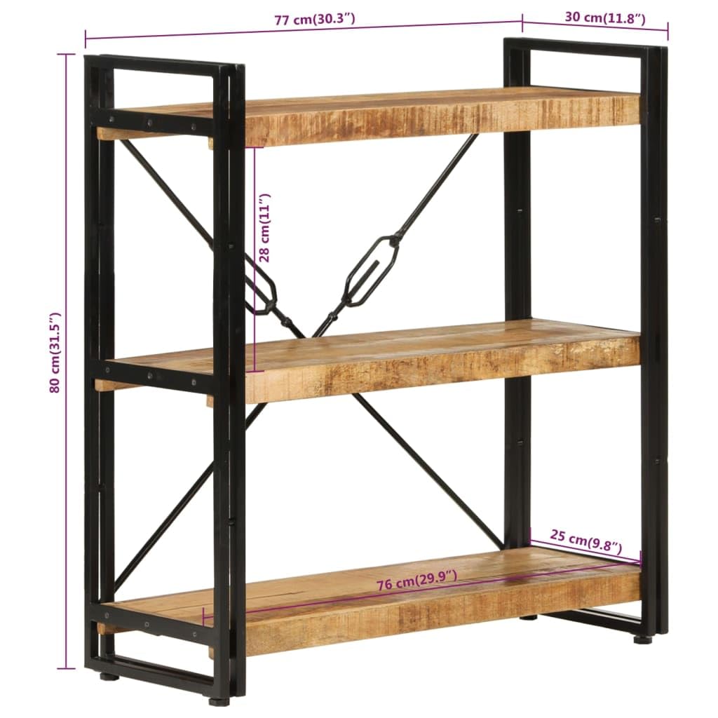 vidaXL Bücherregal 3 Fächer 77x30x80 cm Massivholz Mango und Eisen