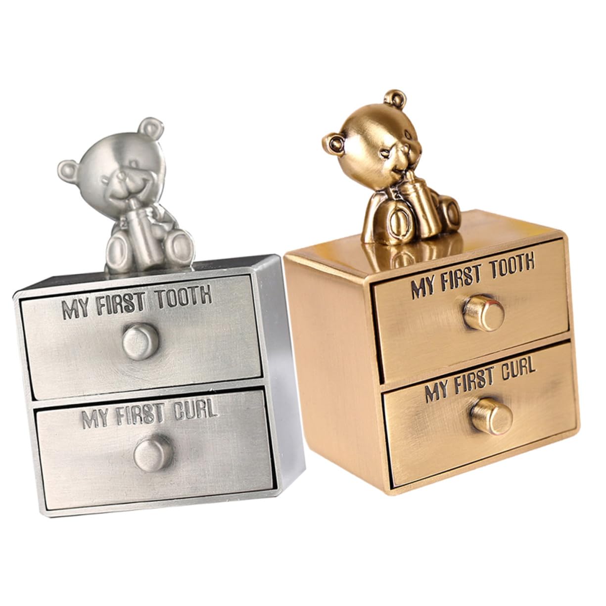 2 piezas Caja de Recuerdos para Primer y de Niña de Metal Resistente Portadientes Compacto para Almacenamiento Seguro de Dientes de Leche para Niñas