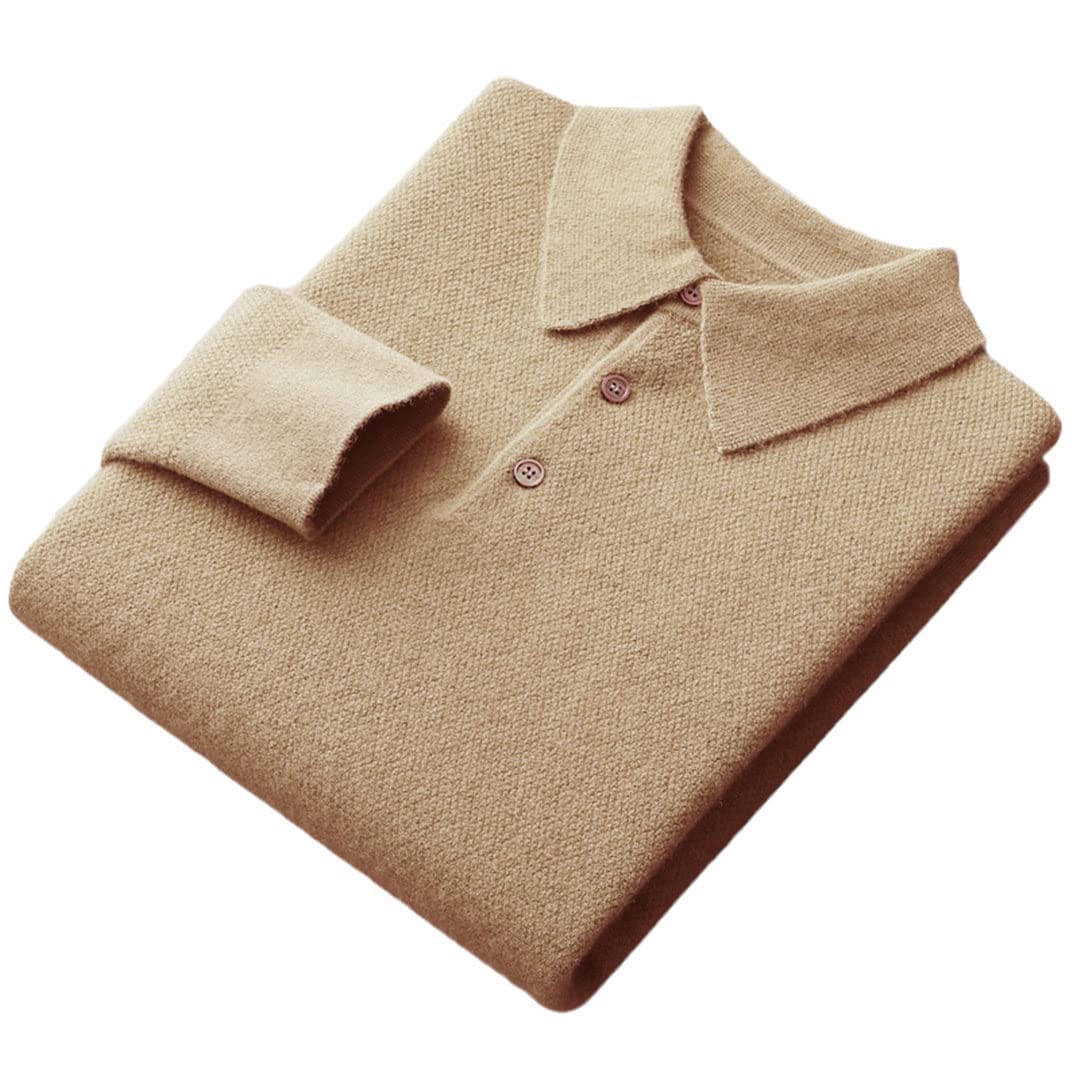 Vogrtcc Herren Wolle Pullover Herbst und Winter Mode Strickpullover, Gelb Khaki9, Large