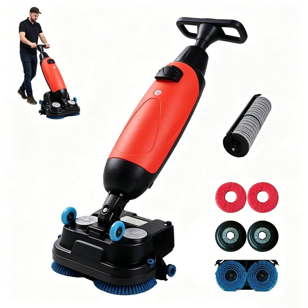 Máquina de limpieza industrial de pisos, amortiguador comercial de 17 pulgadas con motor de 350 rpm, tanque de 2.3 galones, limpieza de 13000 pies cuadrados/hora, rotación de 360 grados para suelos