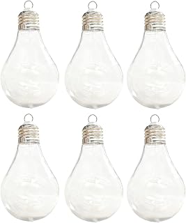 Fillable Ornaments - Large Opening Lightbulb Party Favors | Clear plasticc Hanging Decorations, Reusable Diy Craft Containers, Transparent Display Baubles | Holiday Ornament Set