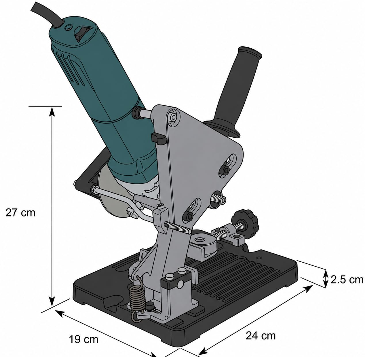 KATSU Supporto per Smerigliatrice Angolare - Ø 100mm a 125 mm Supporto per Smerigliatrice Elettrica con Base in Ghisa per Impieghi Gravosi con 11 Dischi da Taglio in Legno e Acciaio 105422