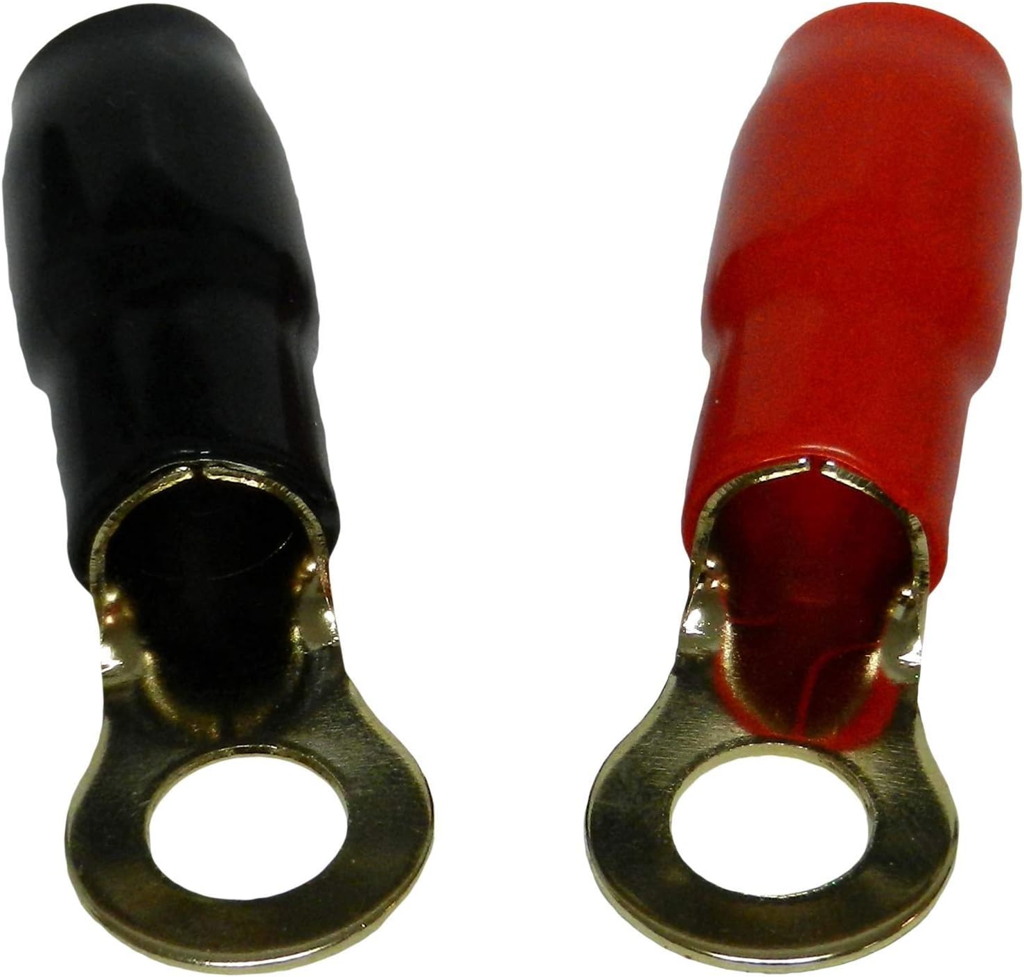 Bass Rockers 4 Gauge AWG Gold Plated Crimp Ring Terminals - Amplifier Car Audio Accessories | Power Ground Wire Battery Cable Connectors Black Insulated - TR4G 50pcs : Electronics