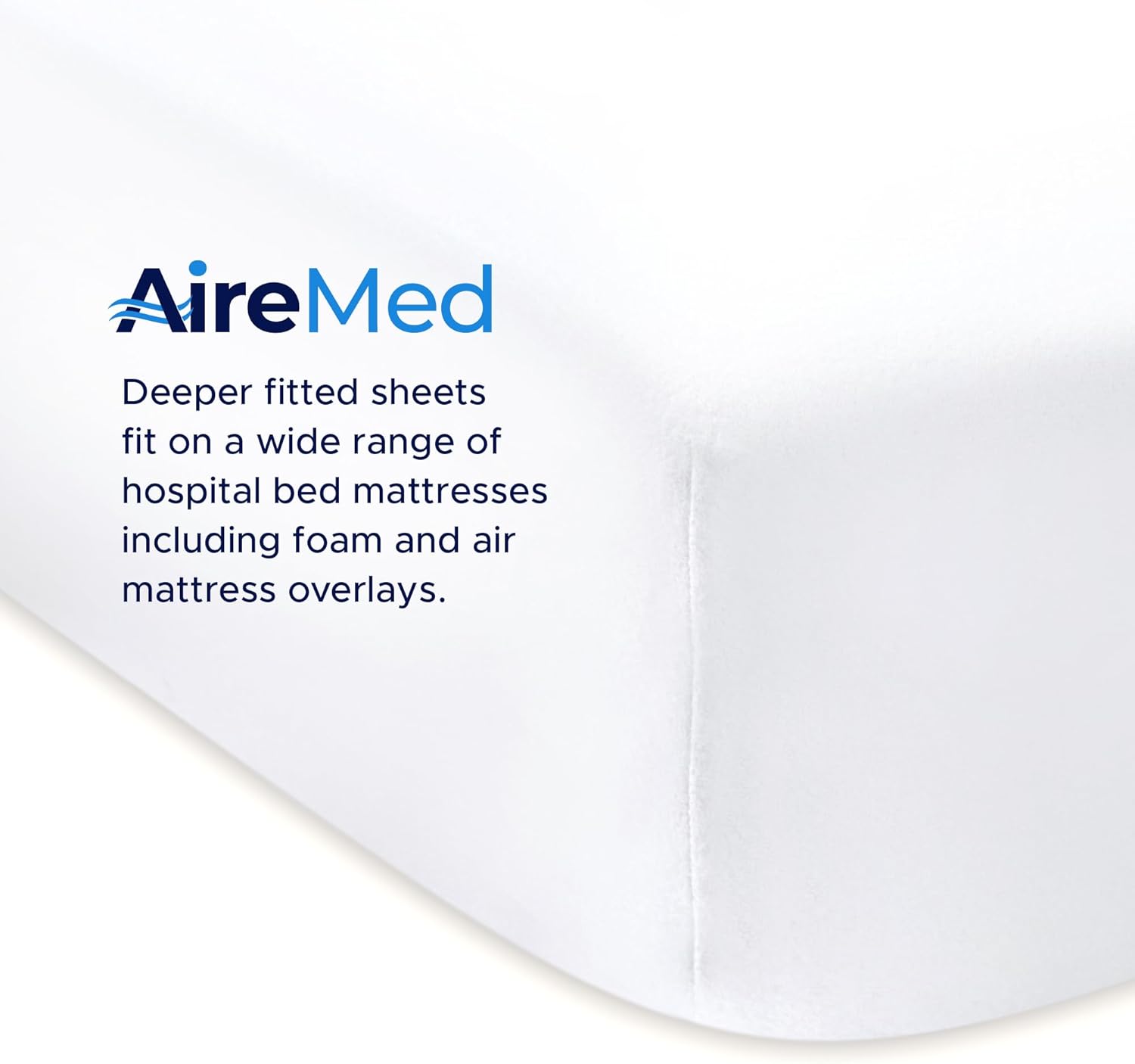 AireMed Bariatric Fitted Hospital Bed Sheets (2 Pack) - 42" x 80" x 12" Deep Pocket for All Medical Foam & Air Mattresses & Overlays - Wrinkle-Free, Easy Care - Soft & Comfy Classic White Sheets