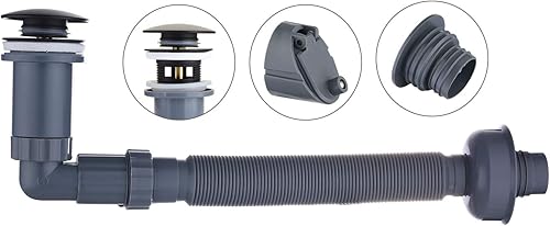 Miniatura 8 de Tapón para lavabo de baño, trampa vertical recta para botellas, juego completo ajustable de 1-14, kit de drenaje de tubo y tapón de drenaje