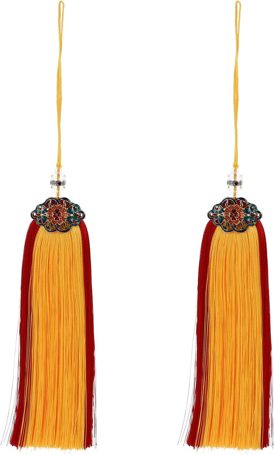 Chinese Knots Fortune Tassel Ornament: Feng Shui Tassels Pendant 2pcs Spring Festival Traditional Home Car Rear View Mirror Decorations Style 2