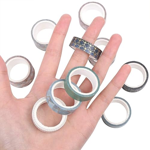 Miniatura 22 de CCINEE Cinta Washi de lámina dorada negra, cintas de enmascarar decorativas florales para diario de viñetas, álbumes de recortes, planificador