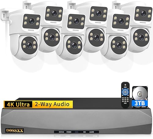 Miniatura 11 de 4K (lente dual y audio de 2 vías) 8 unids sistema de cámaras con cable para exteriores PoE PTZ Sistema de cámara DVR Kits (8Cams-3TB)