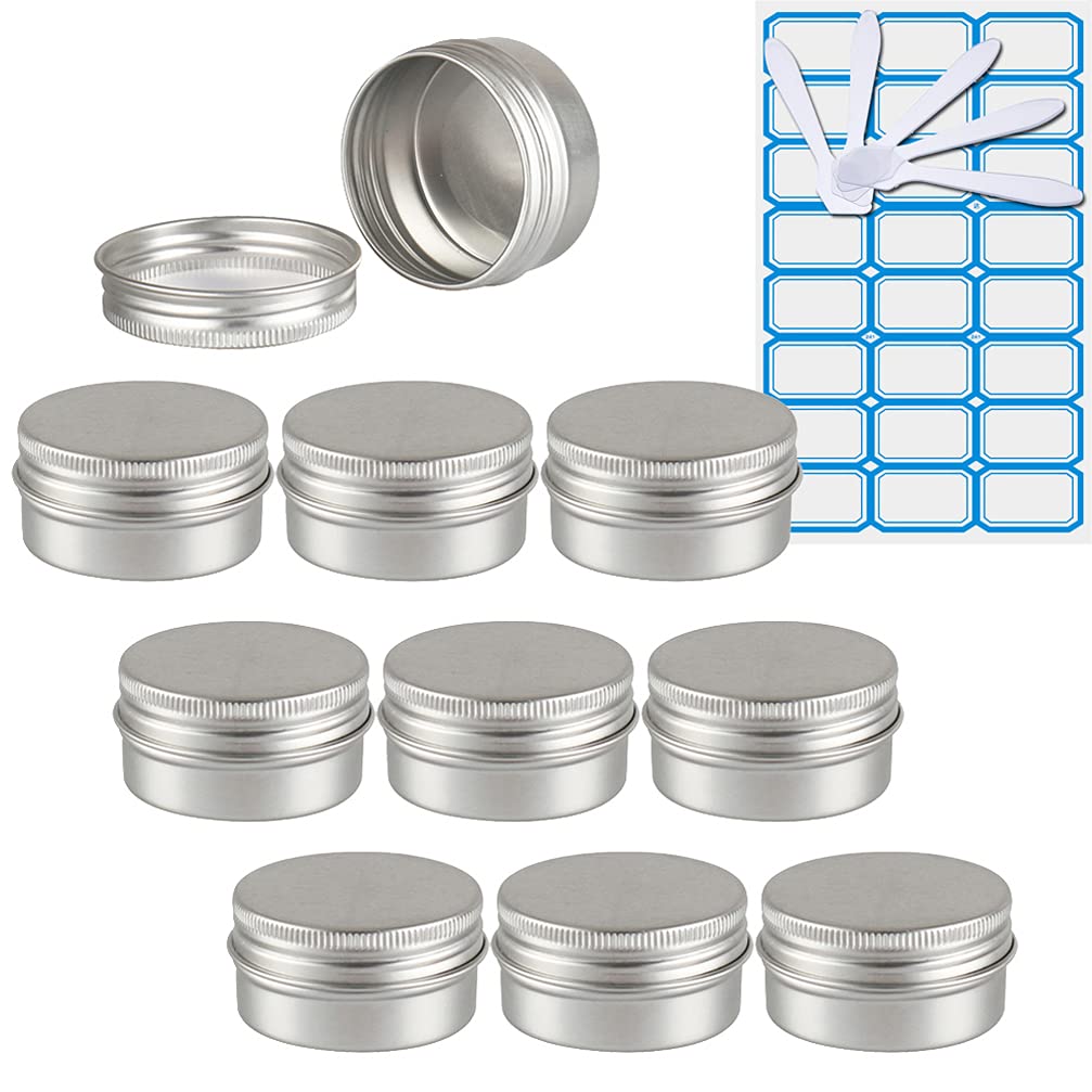 10 Piezas Tarros de Aluminio con tapa Rosca 15ml, Negro Mate Tarros de Aluminio Vacíos Redondo para Contenedor De Cosméticos Cremas Caja de almacenaje con 5 Espátula y 1 Etiqueta — view 41