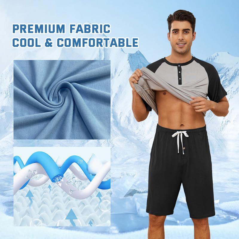 Vulcanodon Mens Pajama Set, Bamboo Viscose Lightweight Pajamas for Men4