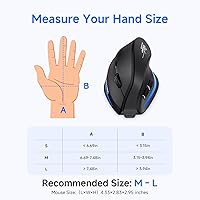 Vista 7 de ECHTPower Ratón inalámbrico ergonómico, mouse vertical Bluetooth con luz LED, controla hasta 3 dispositivos (BT5.0+BT5.0+2.4GHz), DPI ajustable