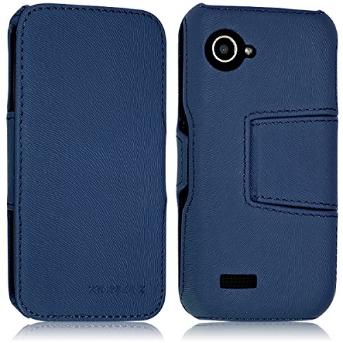 KARYLAX Seluxion - Coque Housse Etui avec Rabat Latéral Fonction Support pour Wiko Cink Slim 2 Couleur Bleu foncé
