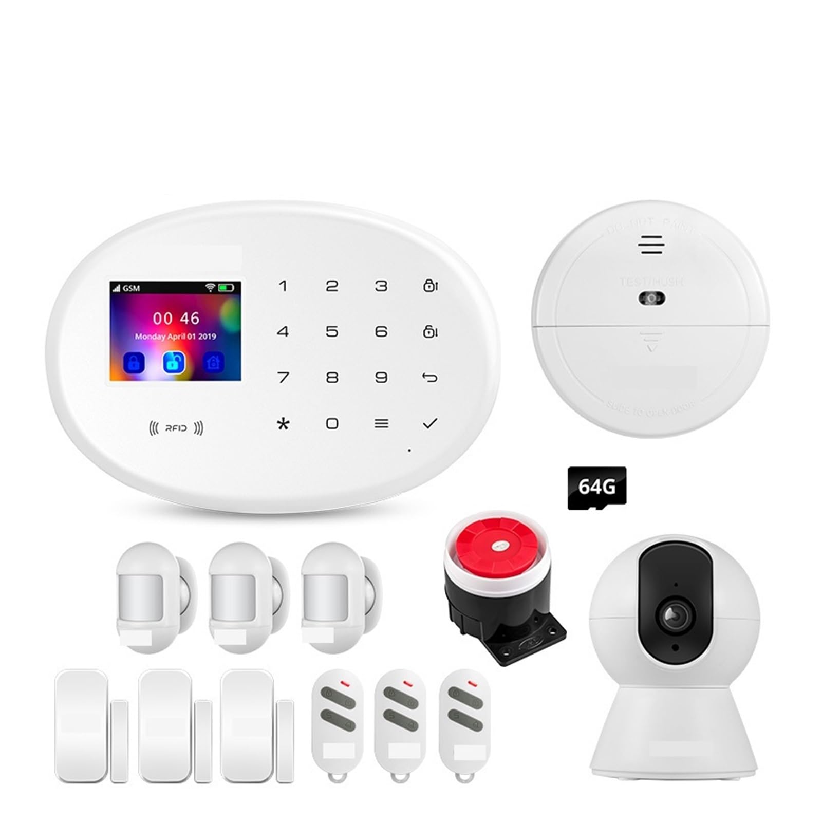 Système d'alarme, Système D'alarme Domestique sans Fil, Wi-FI, GSM, 4G, Tuya, Support Intelligent, Capteur De Mouvement Anti-cambriolage, Sirène(KIT 2)