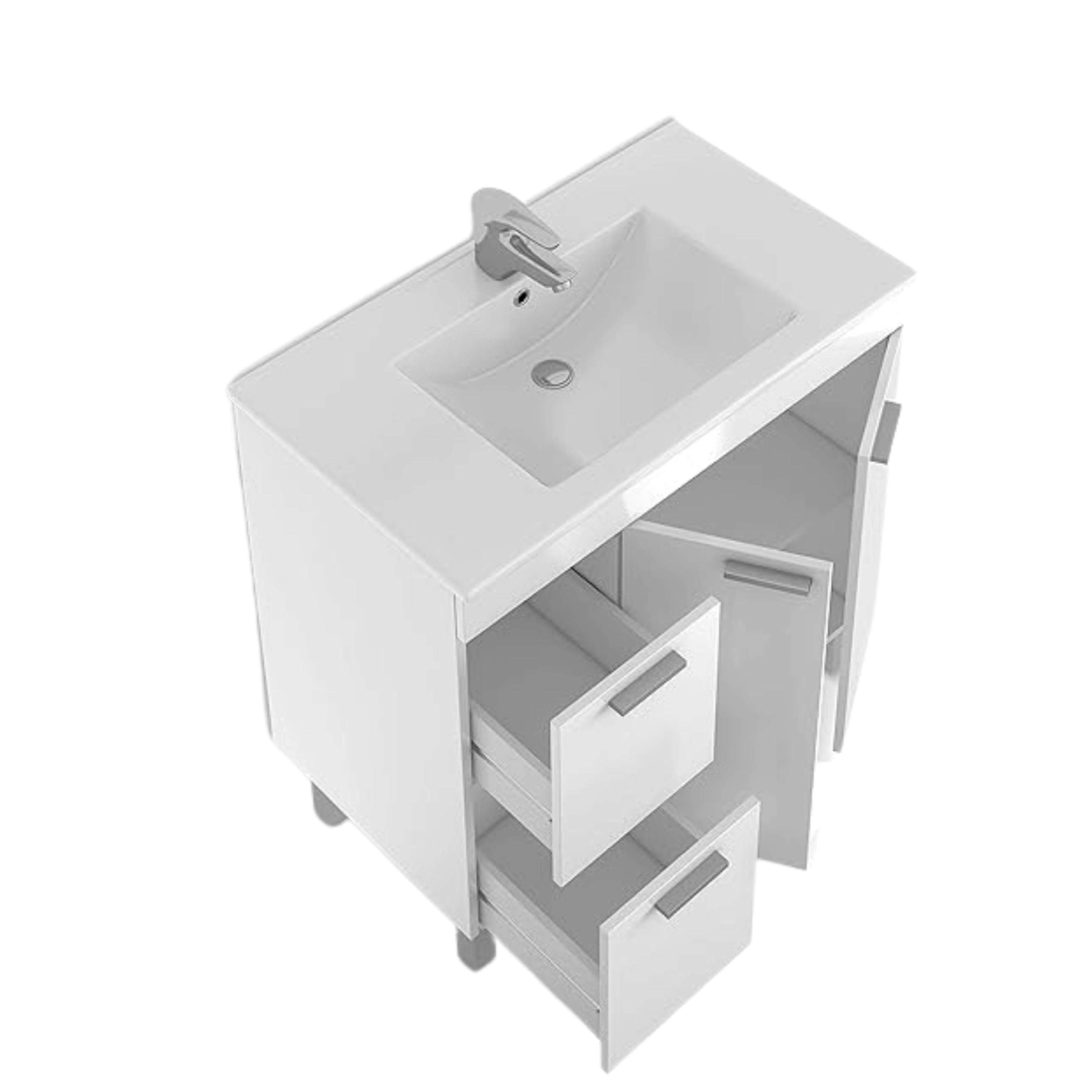 ARKITMOBEL Mueble de Baño con 2 Puertas 2 Cajones y Espejo, Módulo Baño, Color Blanco Brillo, Medidas: 80 x 80 x 45 (Alto x Ancho x Fondo, en centímetros), Modelo Aktiva (Lavabo no Incluido)