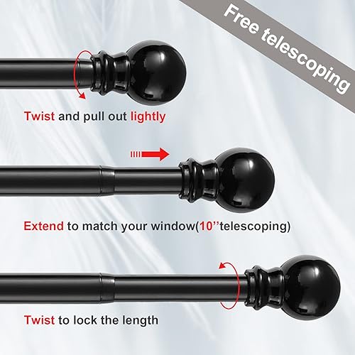 Miniatura 3 de Barra de cortina telescópica, de 34-84 pulgadas y 1 pulgada de diámetro, barras de cortina ajustables para ventana con soporte, barra individual