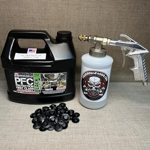 Gallon PFC Black, Pro Undercoating Spray Gun, 1 White Quart Bottle, and 50 Rust Plugs