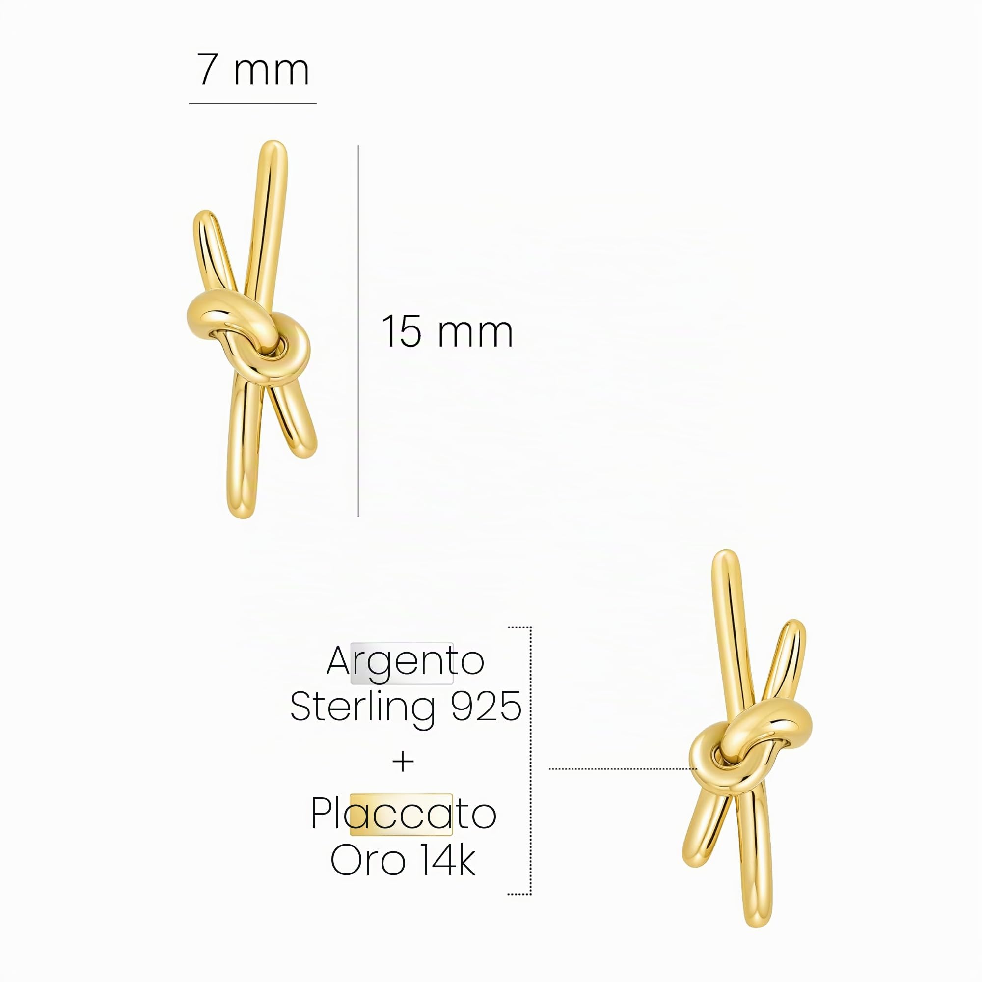 SOFIA MILANI - Orecchini Donna Argento 925 - Orecchini a Perno a Nodo