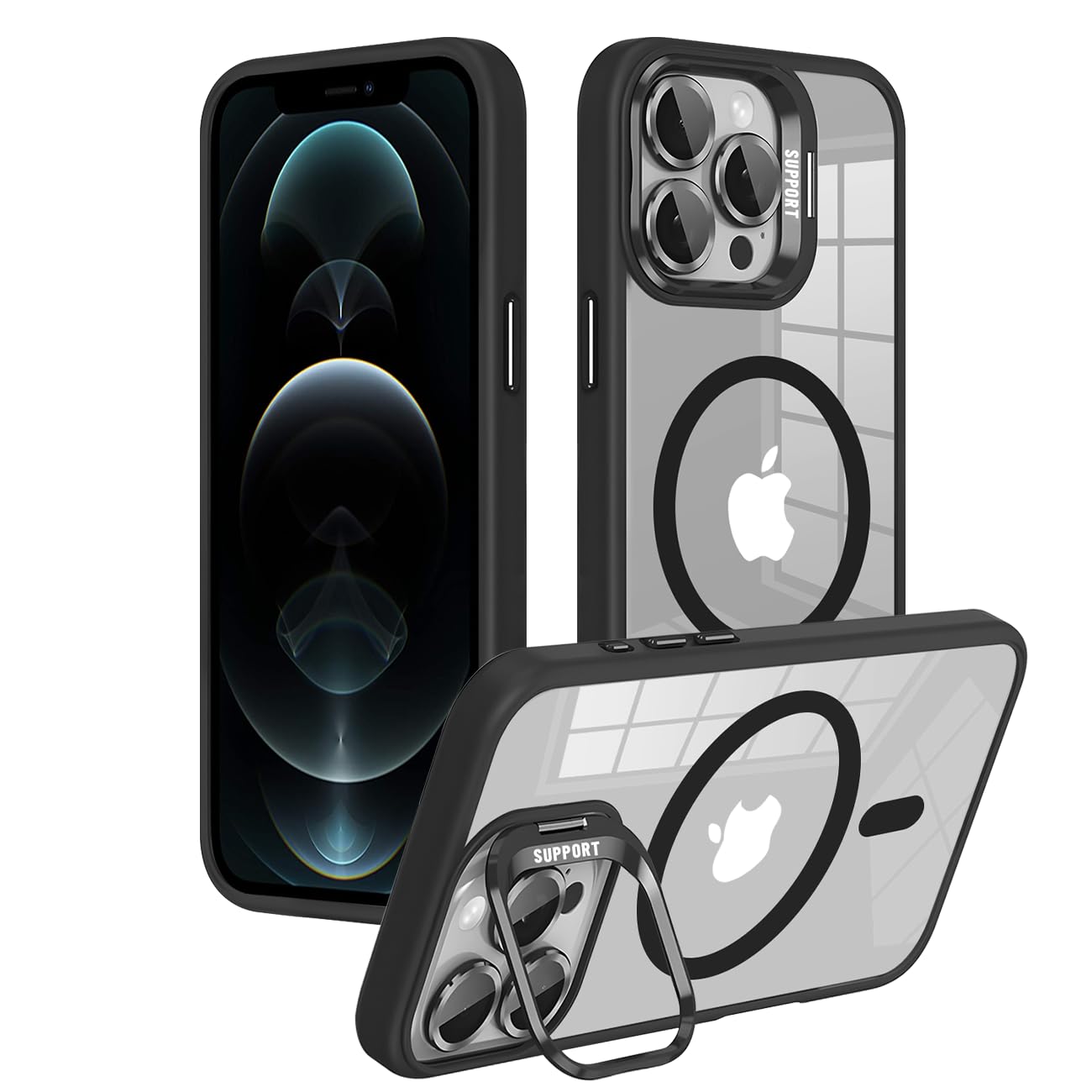 【seninhi対応・米軍規格】iPhone 12 Pro ケース seninhi 縦横両対応 半透明 黄ばみ防止 ワイヤレス充電 iPhone12 Pro レンズ保護 耐衝撃 携帯カバー マグネット搭載 車載ホルダー マグセーフ対応 スマホケース メッキ加工 透明 ソフトケース ワイヤレス充電対応 SENXLL-12 Pro DH