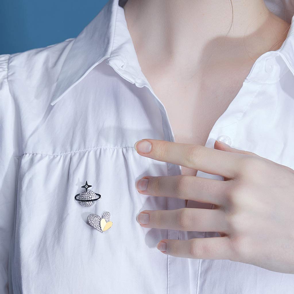 Broszka Pin dla kobiet mężczyzn 2-częściowy zestaw Crystal Love Heart broszka Pin wesele ubrania modna biżuteria akcesoria dla kobiet ślub urodziny