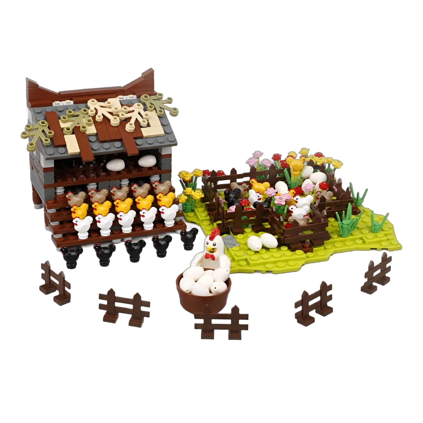 Chicken Coop Building Block Set, MOC Country Farm Themed Toys, Teens Adults