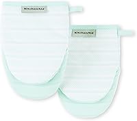 Vista 7 de KitchenAid Albany - Juego de 2 manoplas para horno pequeñas, color cielo aguamarina, 5.5 x 8 pulgadas