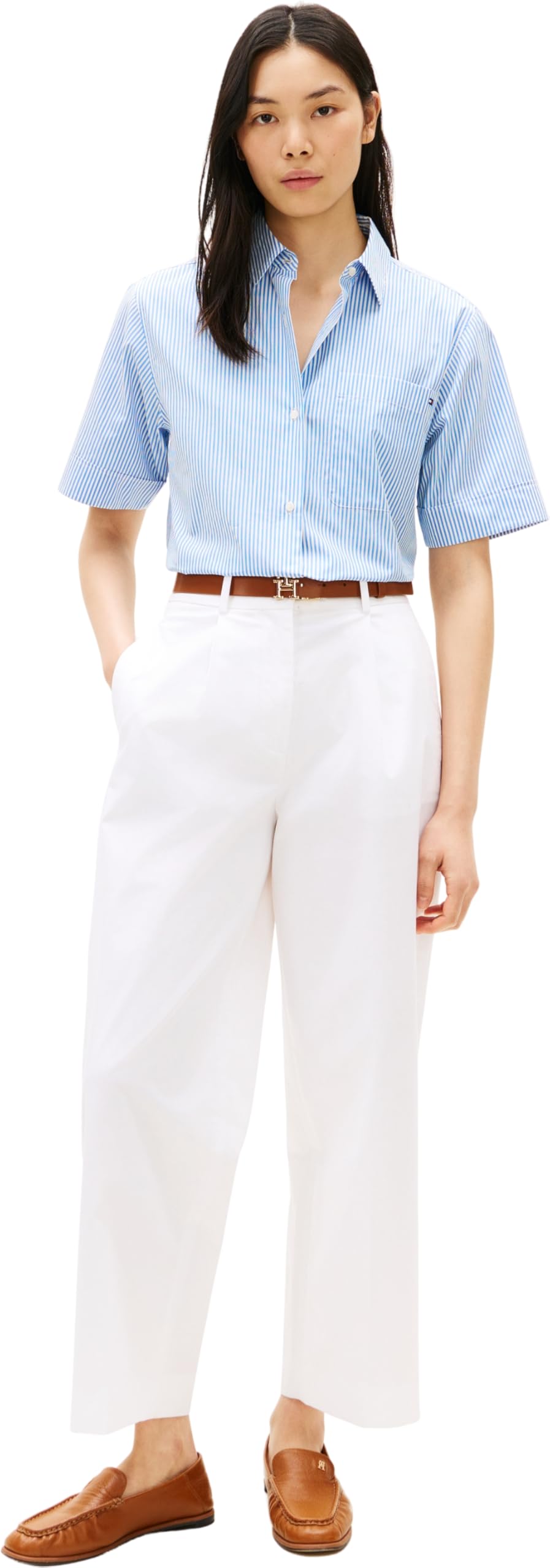 Tommy Hilfiger Damen ESS Poplin Ss Shirts Ww0ww48899 S/S Shirt (1er Pack)