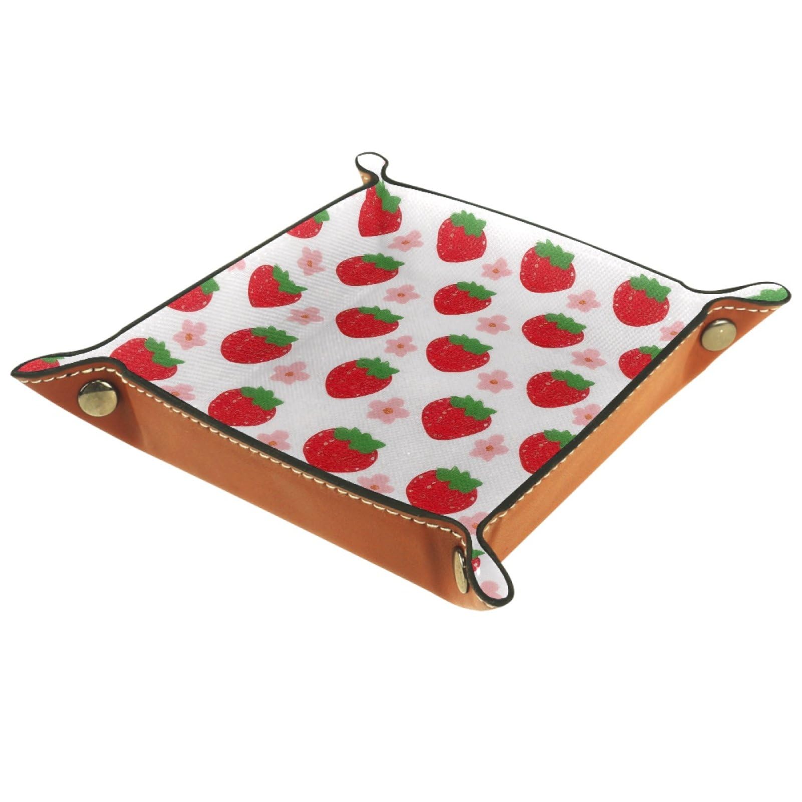 VAPOKF Strawberry Dice Trays Quadrilateral Dice Folding Tray Microfiber Leather Holder for Table Games RPG DND, 20.5 × 20.5 cm
