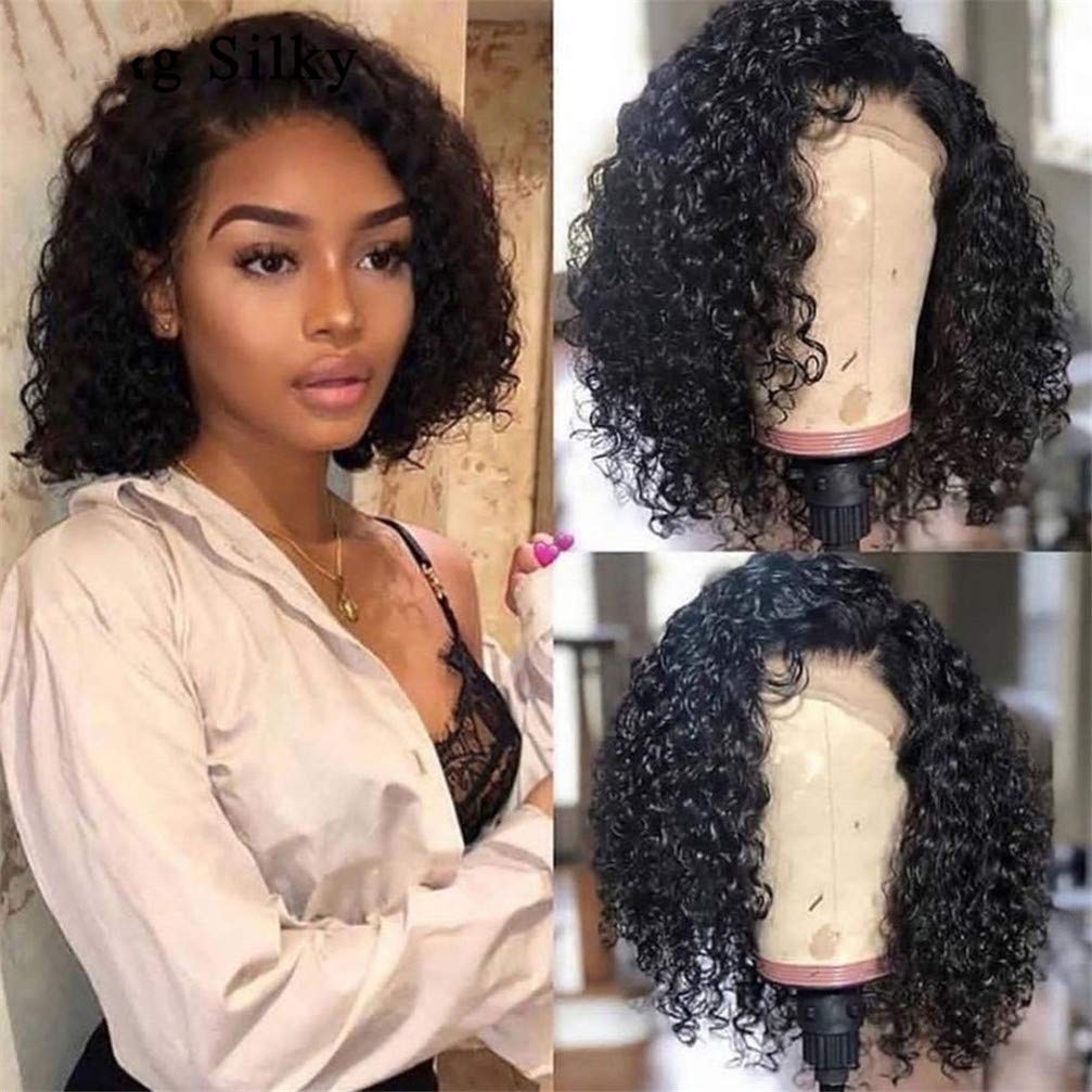 Perruque bouclée lace frontal courte de style bob brésilien 150% de densité 22 pouces - 8