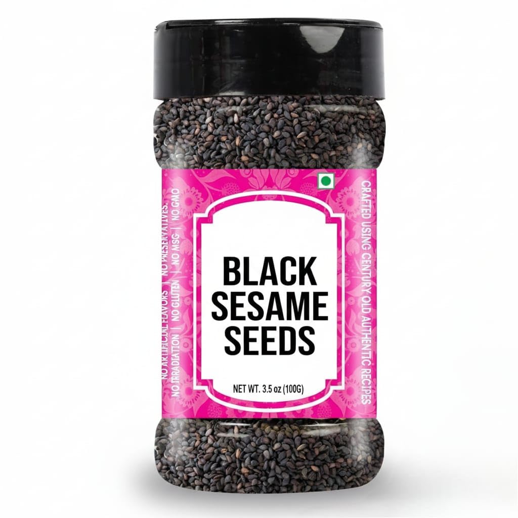 Premium Black Sesame Seeds | 100 Grams of Nutrient-Rich | Earthy Flavored Seeds Perfect for Culinary Creations | Baking | Garnishing | Enhancing Asian Dishes (Bottle)