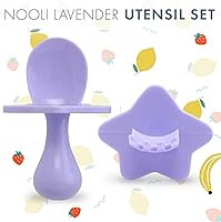 Vista 16 de Elli&Nooli Silicone Baby Utensils Set - 2 Count, Yellow - Star-Shaped Choke Guards for Constructive Eating - Spoon & Fork for Self Feeding