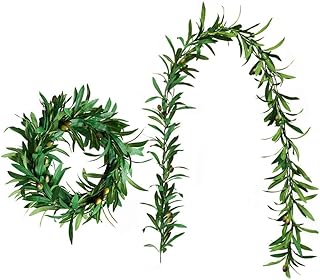 SLDHFE 2PCS Olive Green Leaves Leaf Trim Ribbon,Artificial Hanging Leaves Vines,Twigs Silk Plant Leaves Garland String for Wedding backdrops/Arch/Enter Aisle Hanging Greenery Decor
