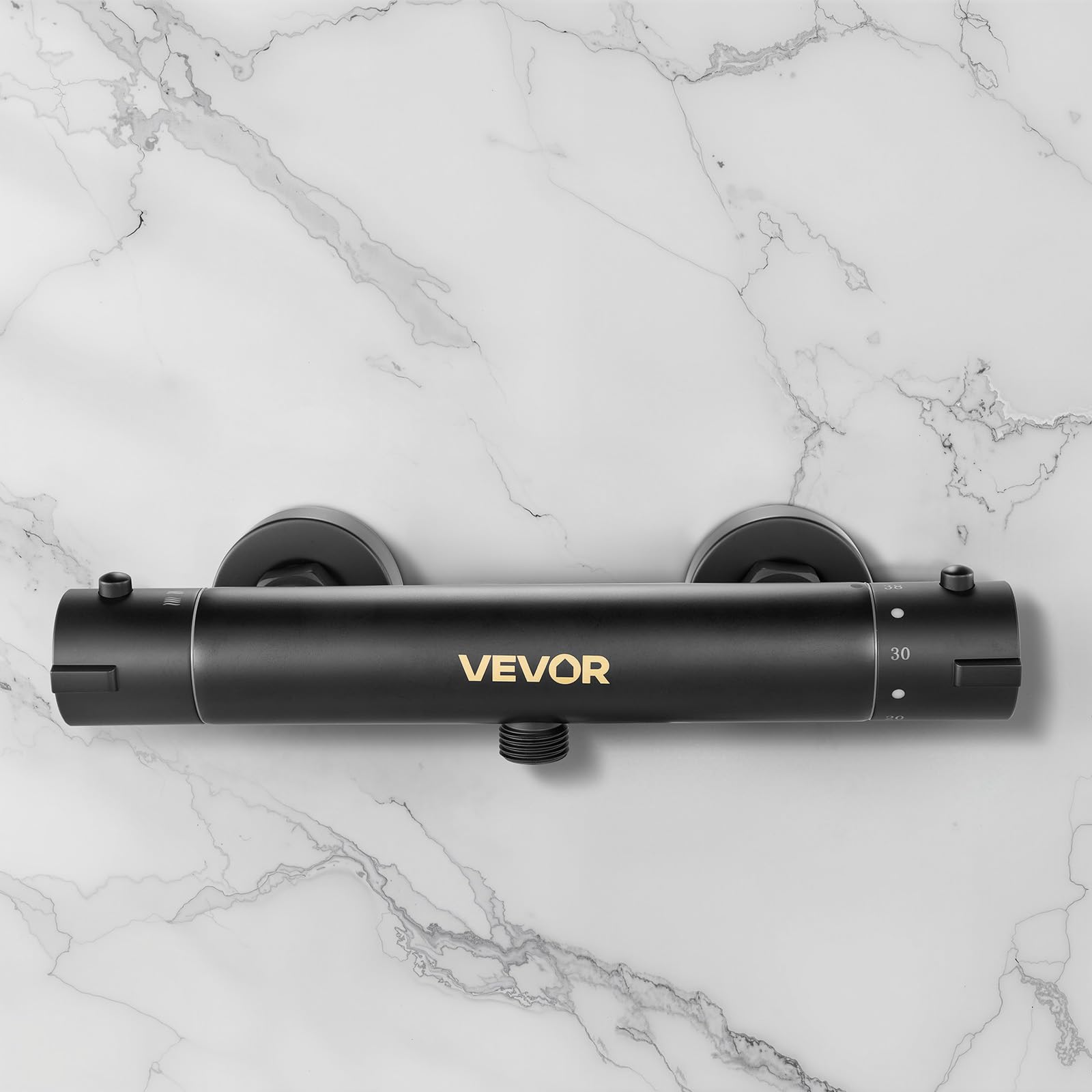 VEVOR Miscelatore Doccia Termostatico Rubinetto Doccia con Blocco di Sicurezza a 38°C, Controllo della Temperatura con Acqua Calda e Fredda per Camper, Hotel, con Rivestimento Elettroforetico Nero