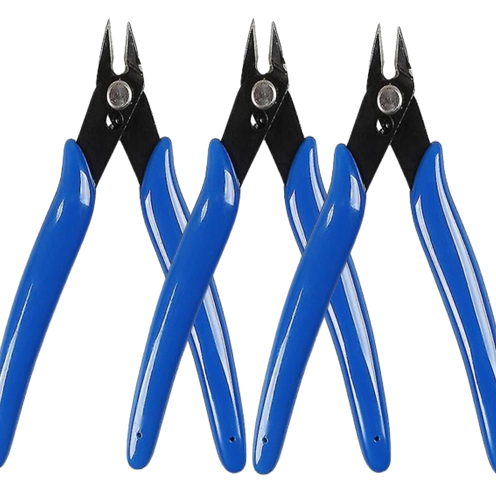Ntek Blue Wire Cutter, Diagonal Cutters Precision Side Cutters, Nippers, Clean Cut Pliers, Side Cuttes, Diagonal Cutting Pliers For Electronic Floral Heating Wire Model Sprue Soft Copper (Pack Of 3)