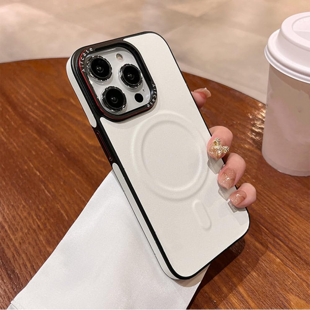 Étui en cuir double couleur pour iPhone 13 Pro Max blanc antichoc - 6