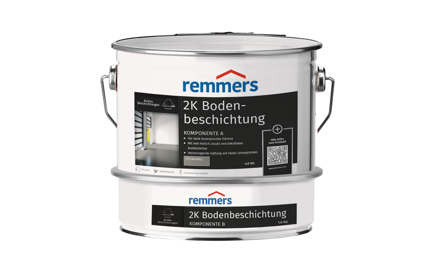 Remmers 2K Bodenbeschichtung, steingrau, seidenglänzend, 5 kg